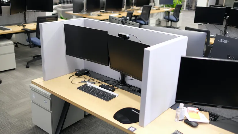 Acoustic Desk Divider in Open Office