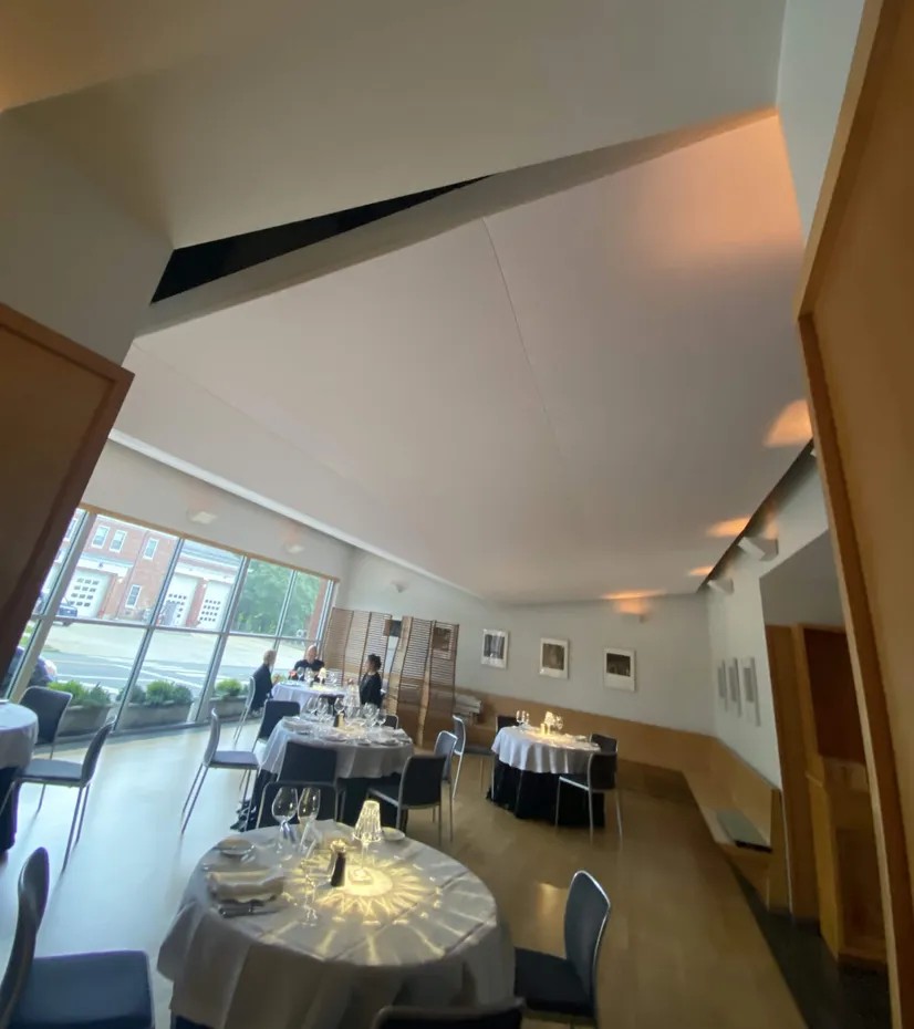 V-Shaped Fabric Ceiling in Restaurant