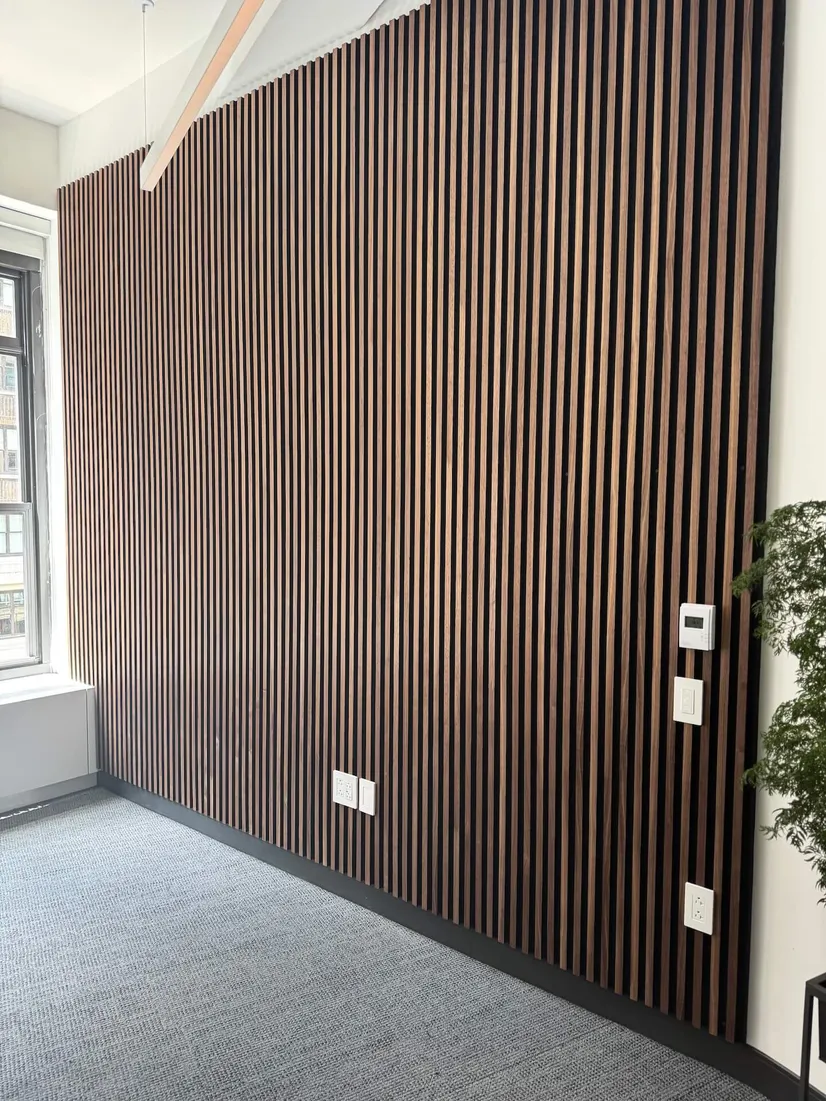 Wood Slat Panels in Office
